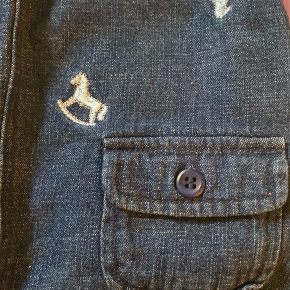 Embroidered "Rocking Horse" Denim Overalls Size 12 Mo. - Picture 7 of 9
